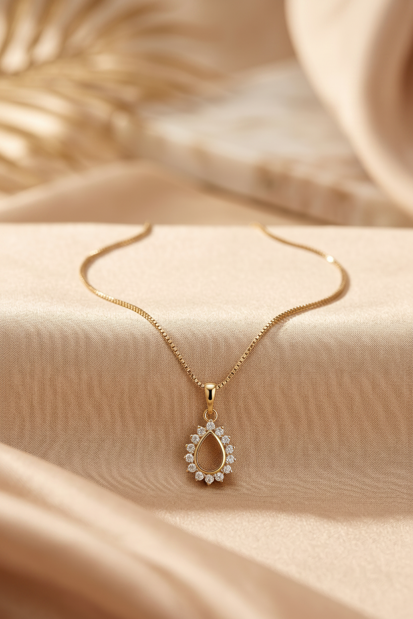 ARIANA - Collier pendentif goutte halo