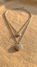 DIANA - Collier double chaîne + coeurs argent