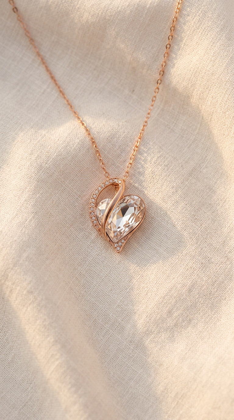 ELENA - Collier coeur asymétrique cristal