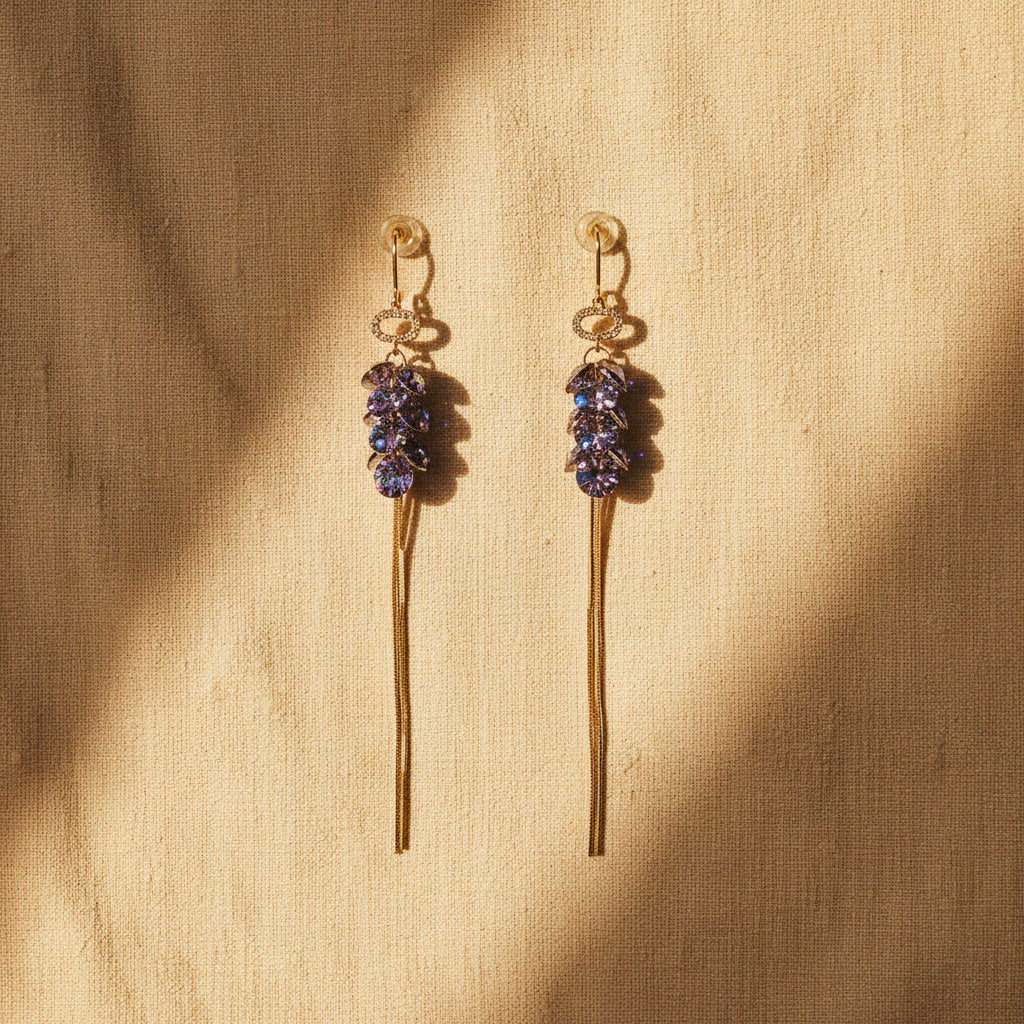 VALENTINA - Boucles d'oreilles puce rose et grappe AB